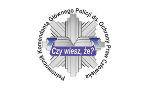 logo policji z napisem &quot;Pełnomocnik Komendanta Głównego Policji ds. Praw Człowieka&quot;