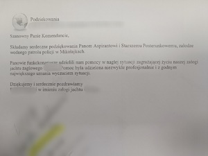 podziękowania dla policjantów