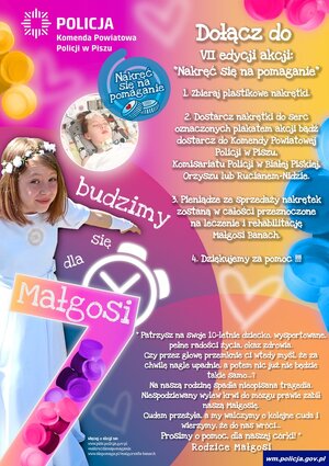 zdjęcie dziewczynki i napis dołącz do VII edycji akcji "nakręć się na pomaganie"