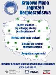 mapa Polski i napis u góry Krajowa Mapa Zagrożeń Bezpieczeństwa
