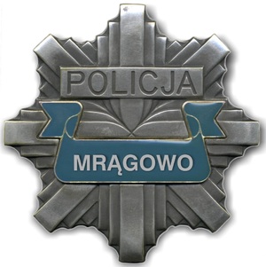 gwiazda policyjna z napisem Policja Mrągowo