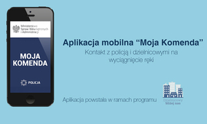 rysunek telefonu i napis z prawej strony aplikacja moja komenda