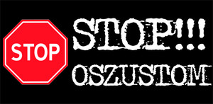 znak STOP i napis STOP oszustom