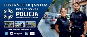 baner promujący zawód policjanta na którym widać policjantkę i policjanta oraz logo Policji