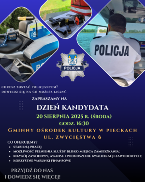 plakat informujący o Dniu Kandydata w GOK w Pieckach