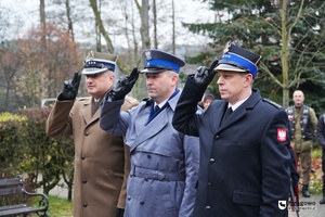 policjant, strażak i żołnierz oddają honor