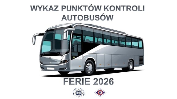 obrazek autobusu i napis wykaz punktów kontroli autobusów - Ferie 2026