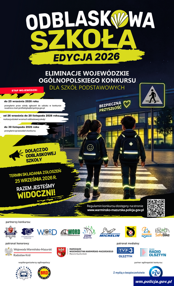 Zdjęcie przedstawia plakat konkursu "Odblaskowa Szkoła"